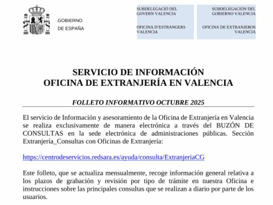 Extranjería en Valencia: guía de cambios y tiempos (octubre 2025)