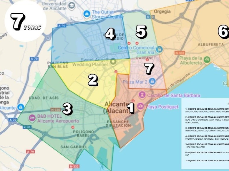 Alicante reorganiza sus Servicios Sociales en siete zonas