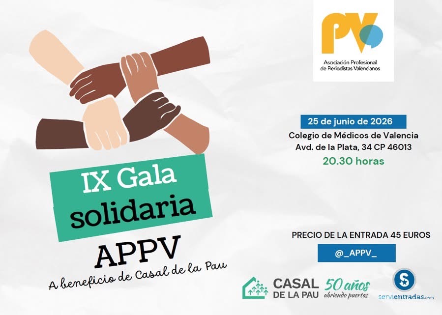 La APPV celebra su IX Gala Solidaria a beneficio de Casal de la Pau