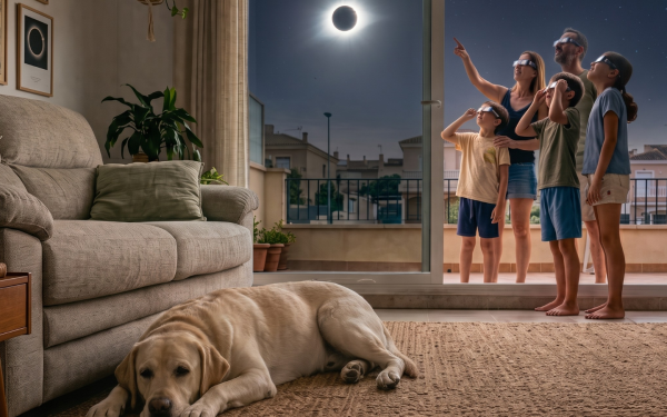 La RSCE recomienda no poner gafas a los perros ni obligarlos a mirar el eclipse de sol del 12 de agosto 