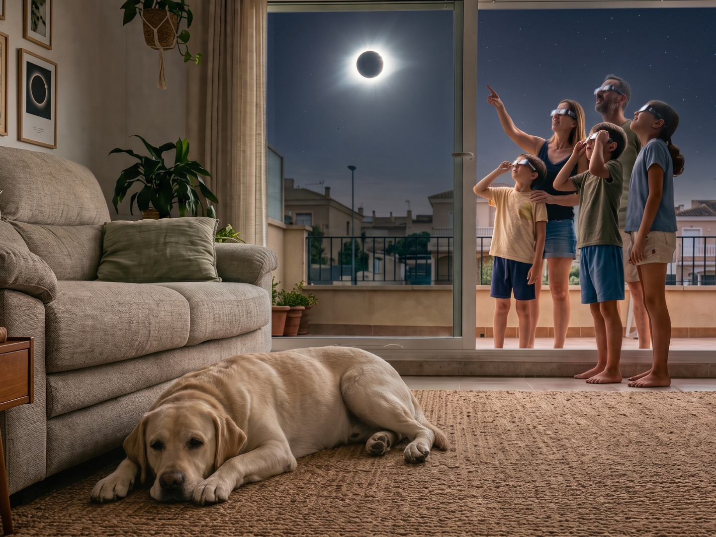La RSCE recomienda no poner gafas a los perros ni obligarlos a mirar el eclipse de sol del 12 de agosto 